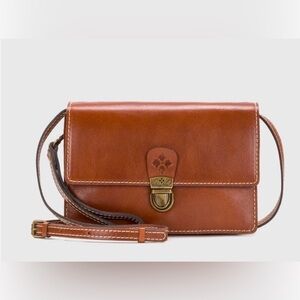 Patricia Nash Lanza Camel Brown Leather Crossbody Bag